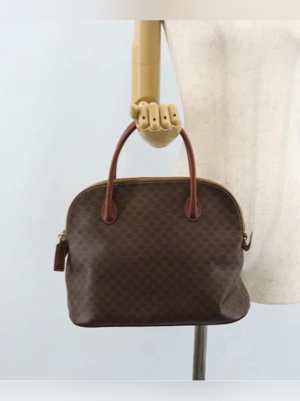 Celine Brown Leather-Trim Satchel with Orange Scarf Accent (pre-owned) - Picture 10 of 10